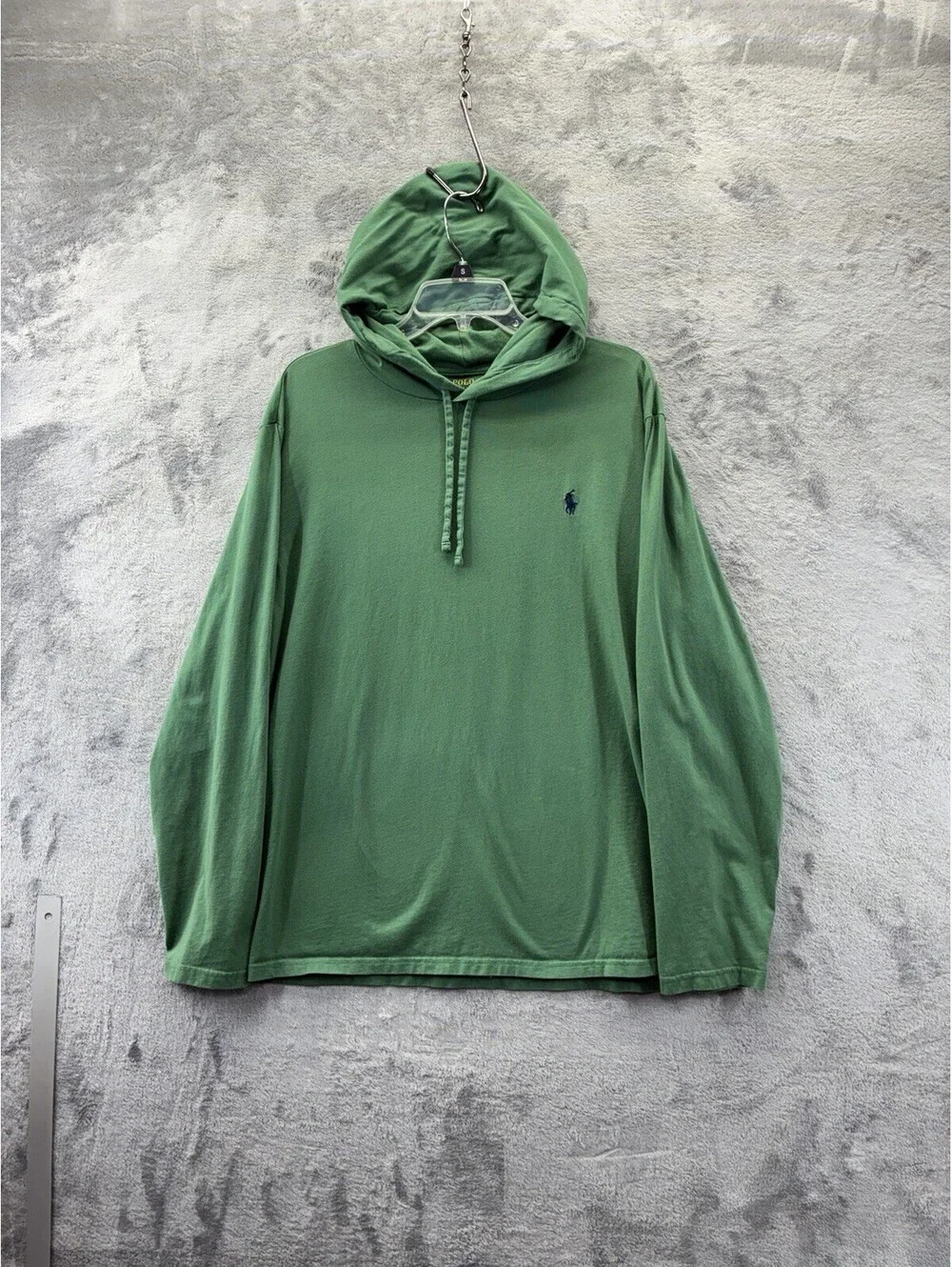Polo Ralph Lauren Hooded T-Shirt Men XL Green Long Sleeve Jersey Hoodie Pony
